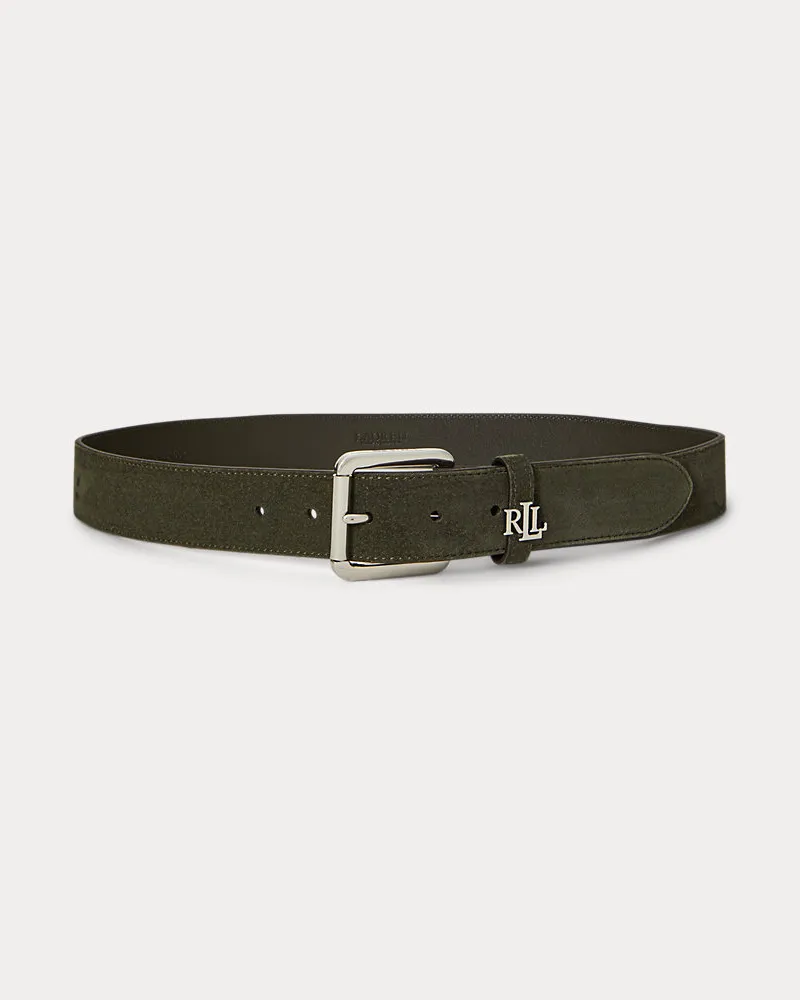 Ralph Lauren Wildledergürtel mit Logoschlaufe Green