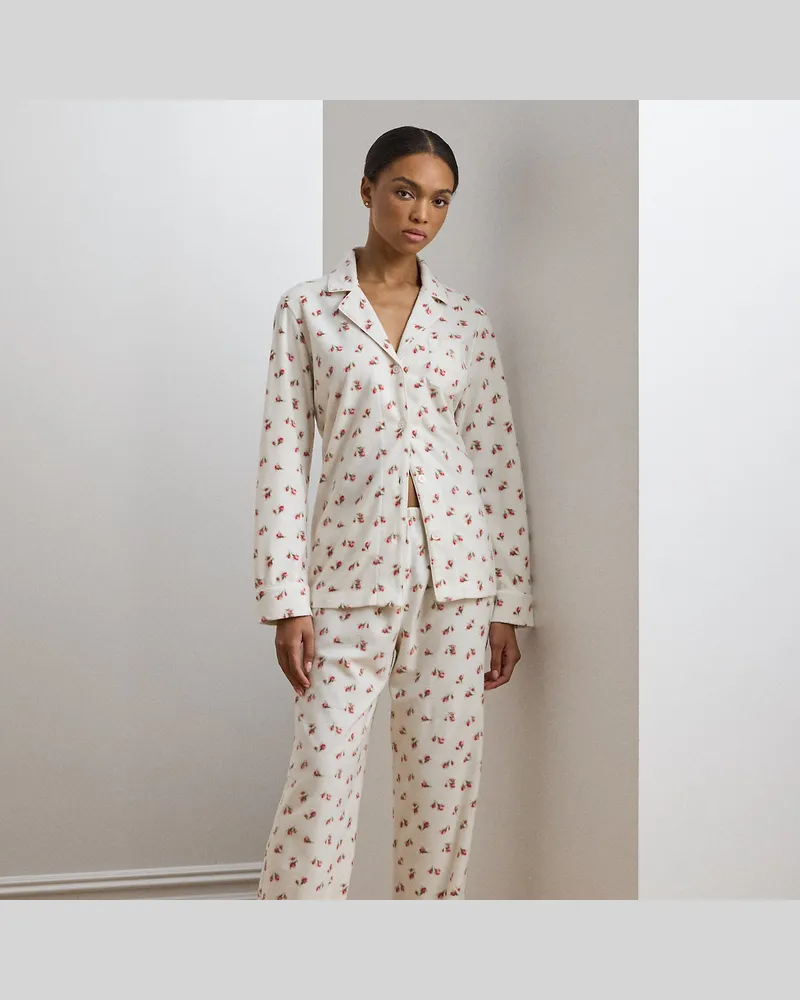 Ralph Lauren Geblümter Pyjama aus Fleece White
