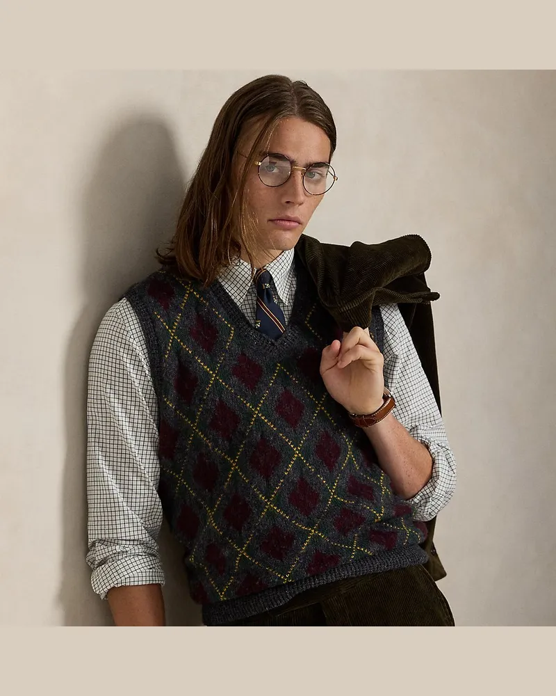 Ralph Lauren Argyle-Pullunder aus Wolle und Kaschmir Grey