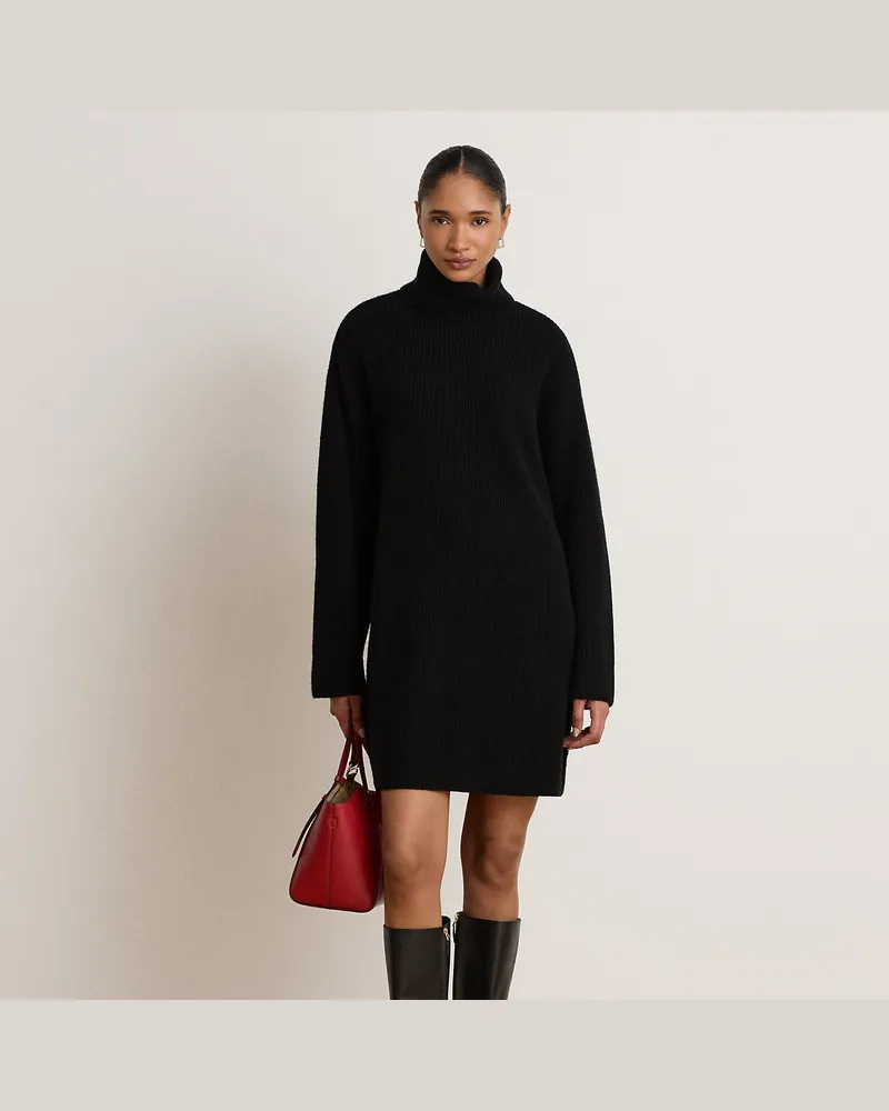 Ralph Lauren Woll-Kaschmir-Kleid mit Rollkragen Black