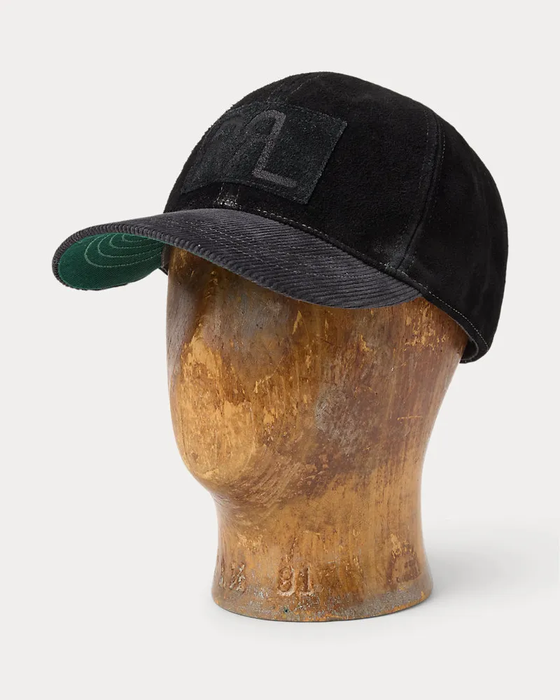 Ralph Lauren Truckerkappe aus Rauwildleder Black