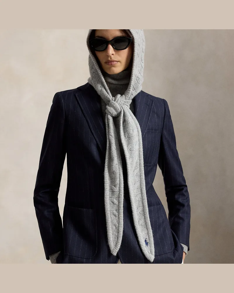 Ralph Lauren Zopfmuster-Kapuzenschal mit Kaschmir Grey