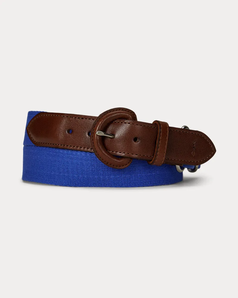 Ralph Lauren Webgürtel aus Baumwolle und Leder Blue