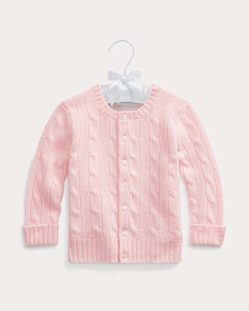 Ralph Lauren Kaschmirstrickjacke mit Zopfmuster Pink