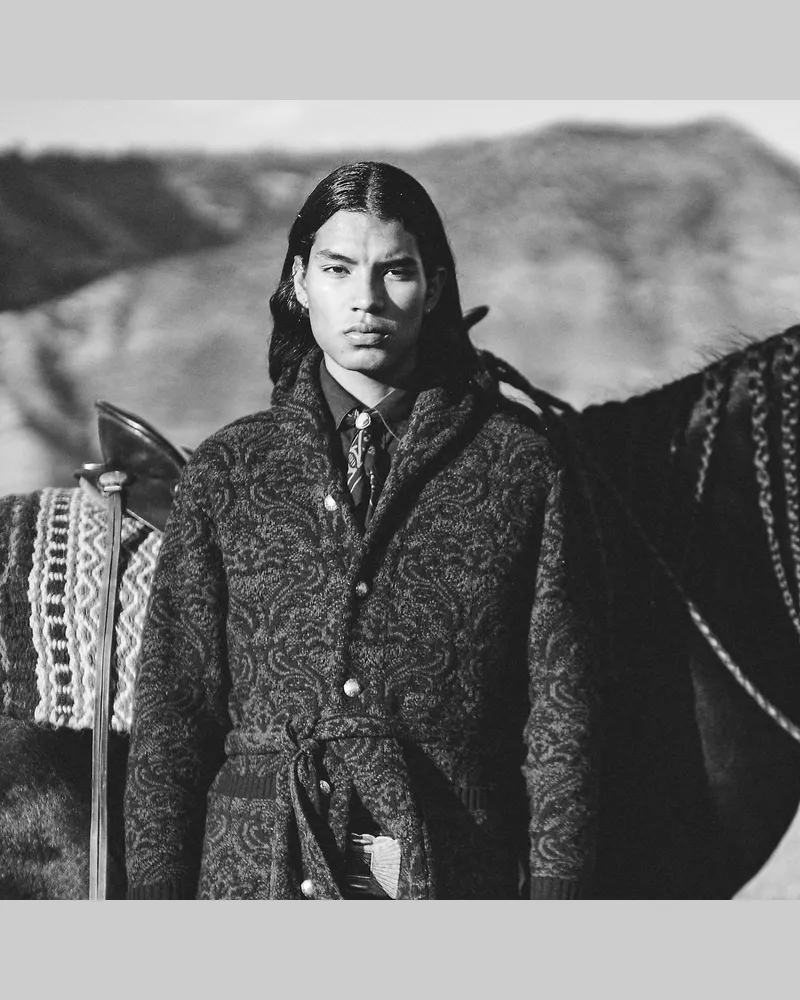 Ralph Lauren Strickjacke aus Wolle und Baumwolle Black