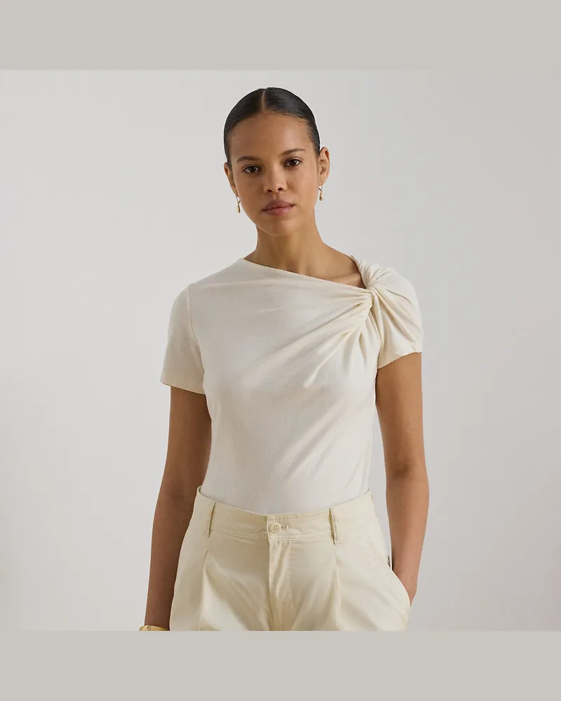 Ralph Lauren Baumwolljersey-T-Shirt mit Twist-Detail Cream