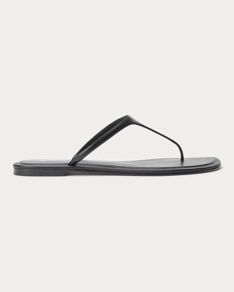 Ralph Lauren Leder-Zehenstegsandale Polo Play Black