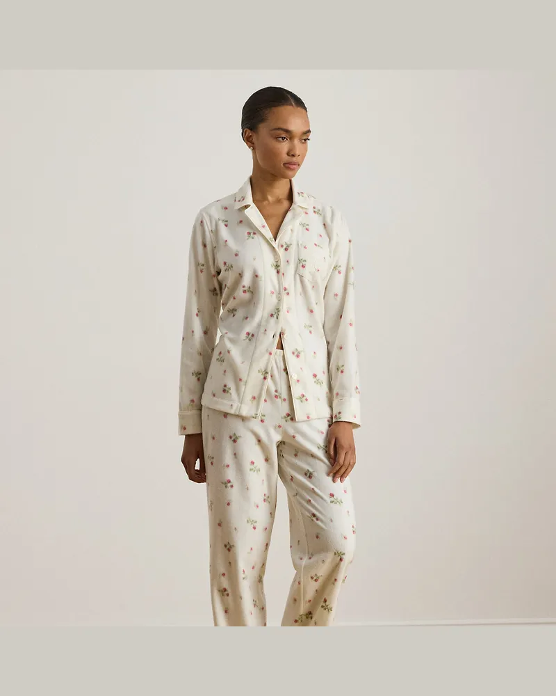 Ralph Lauren Geblümter Pyjama aus Fleece White