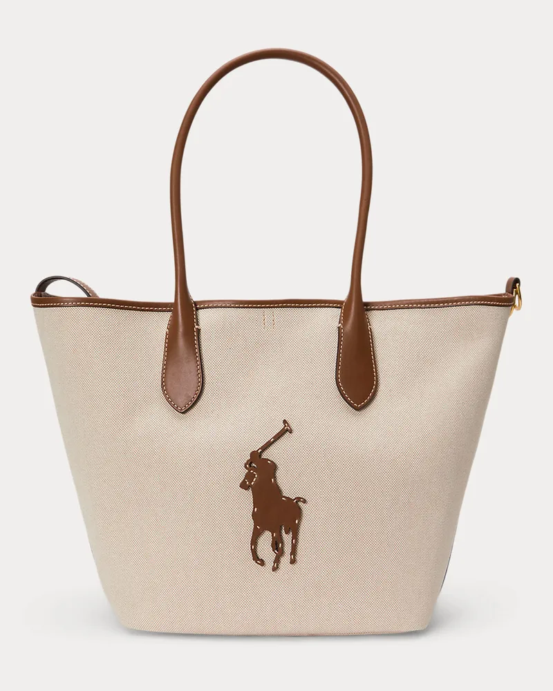 Ralph Lauren Tasche Bellport aus Leder und Segeltuch Natural