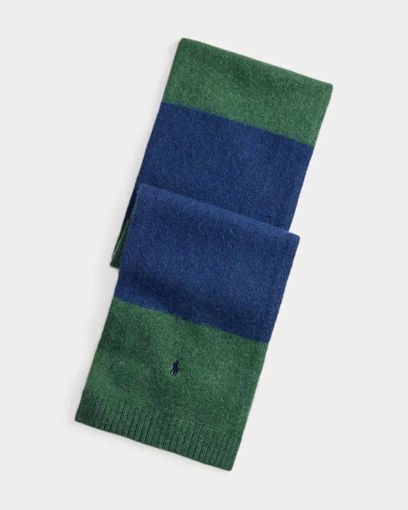 Ralph Lauren Flauschiger Wollschal mit Streifen Blue