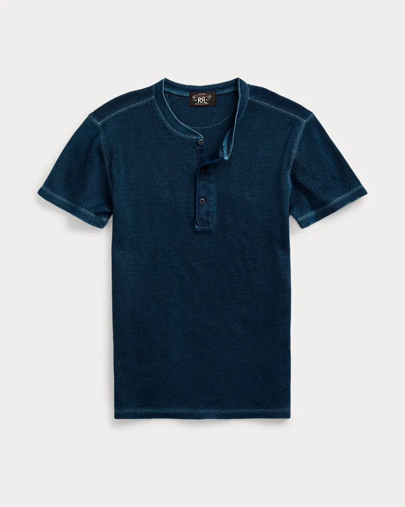 Ralph Lauren Kurzärmliges Waffelpiqué-Henley Blue