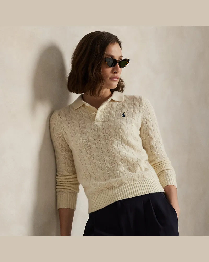Ralph Lauren Polo-Pullover mit Zopfmuster White