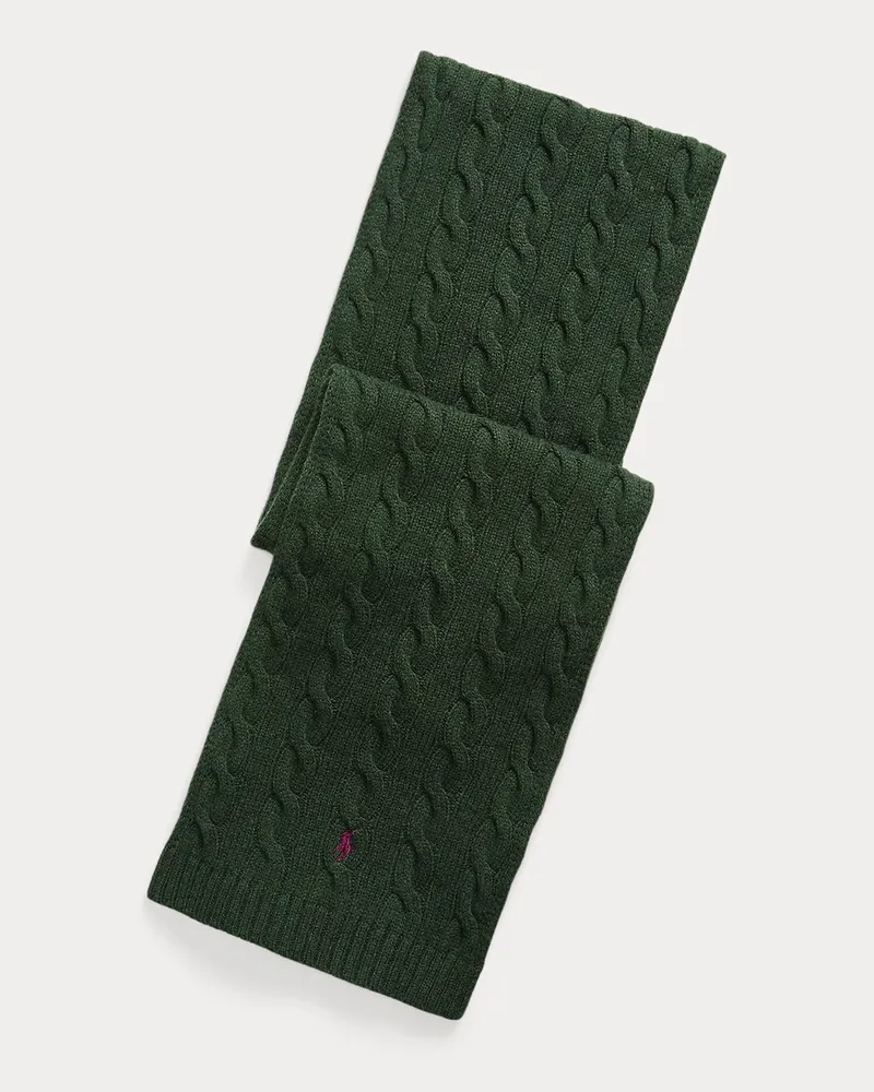 Ralph Lauren Woll-Kaschmirschal mit Zopfmuster Green