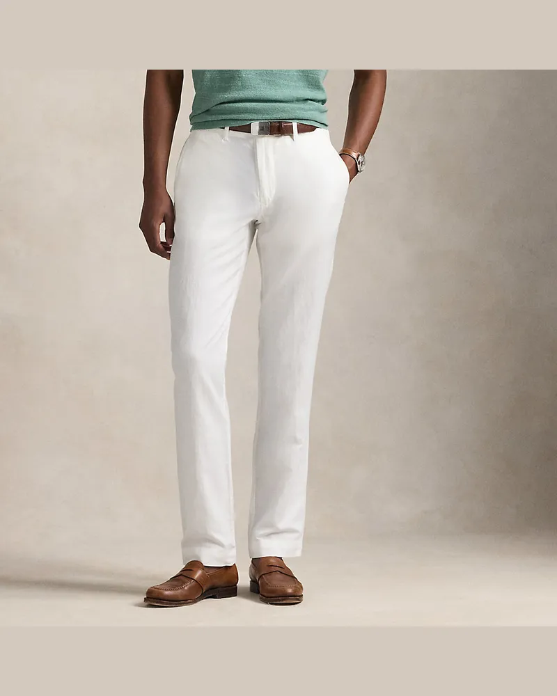 Ralph Lauren Straight-Fit Hose aus Baumwoll-Leinen White
