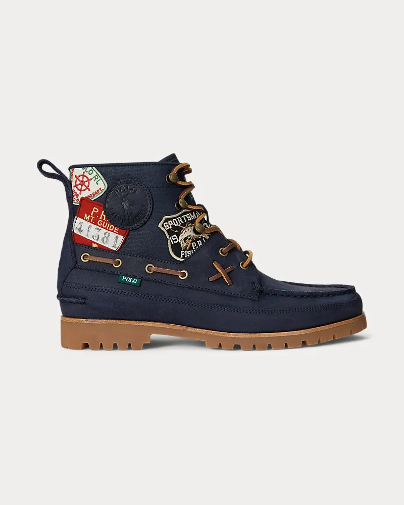 Ralph Lauren Halbhoher Wildleder-Twill-Stiefel Ranger Blue