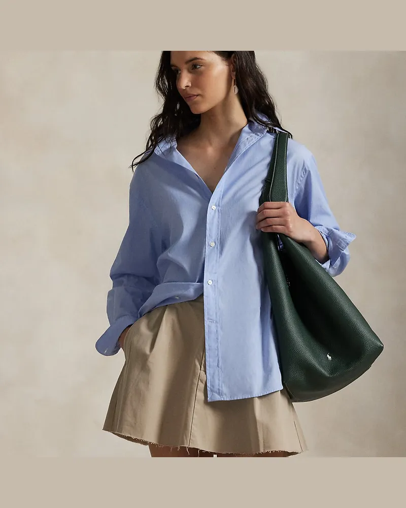 Ralph Lauren Große Tragetasche Polo Play aus Leder Green