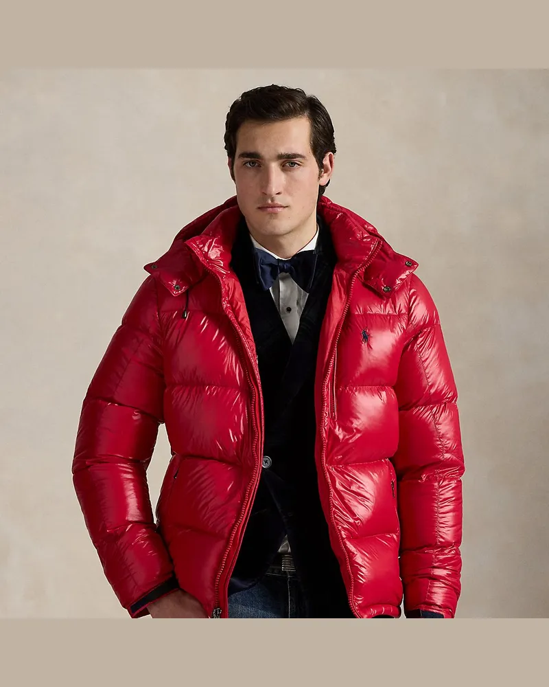 Ralph Lauren Die glänzende Daunenjacke Gorham Red