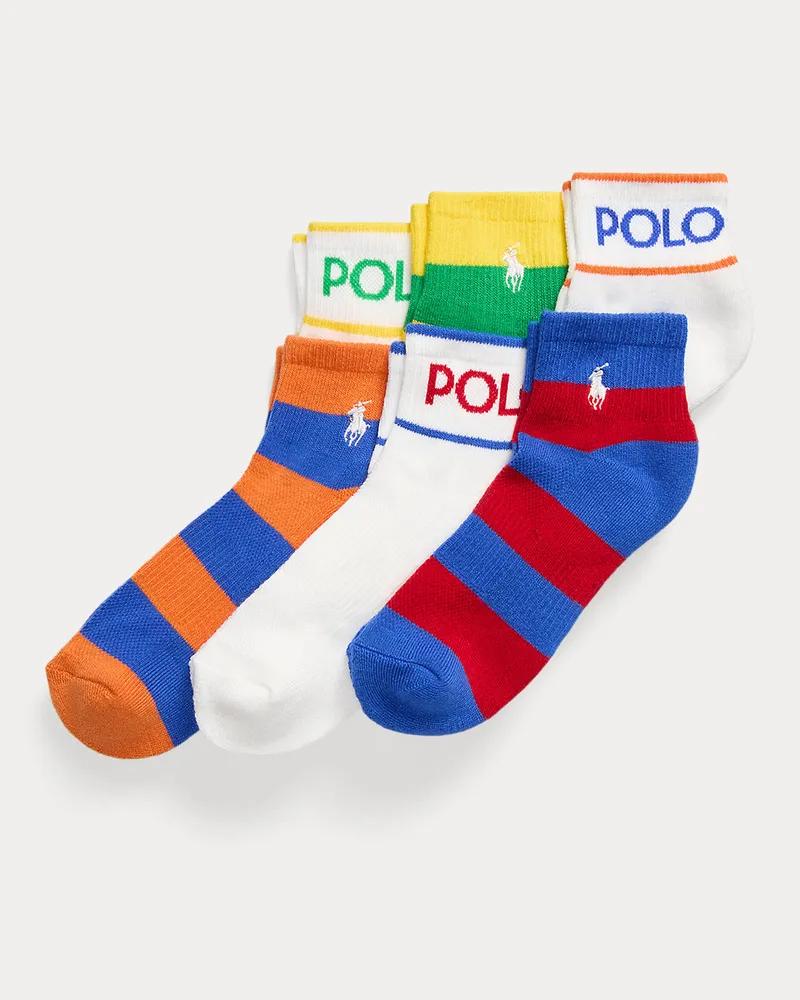 Ralph Lauren 6er-Pack Söckchen mit Streifen und Logo Grey