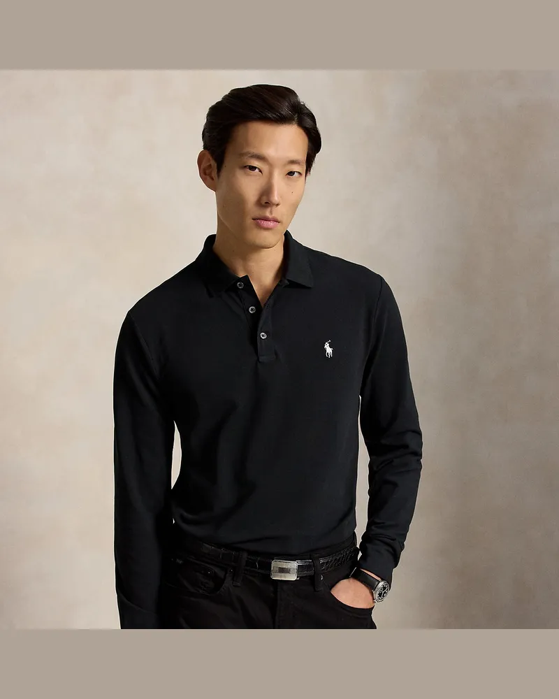 Ralph Lauren Custom-Slim-Fit Piqué-Poloshirt Black