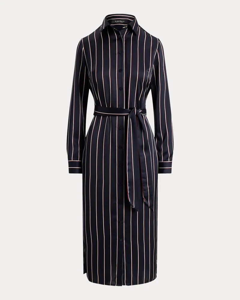 Ralph Lauren Gestreiftes Satin-Charmeuse-Hemdkleid Multi