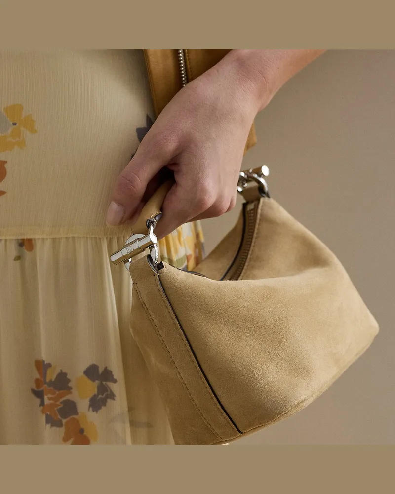 Ralph Lauren Mini-Schultertasche Blaike aus Wildleder Tan