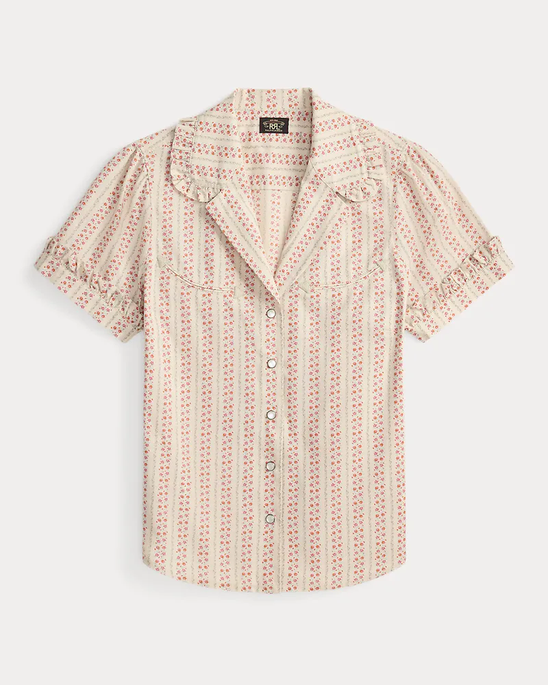 Ralph Lauren Geblümte Bluse mit Schnürdetail hinten Cream