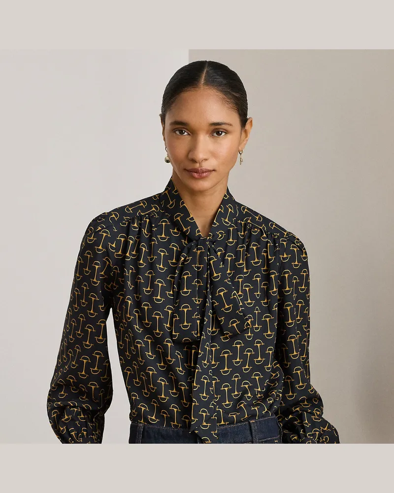 Ralph Lauren Schluppenbluse mit geometrischem Druck Blue