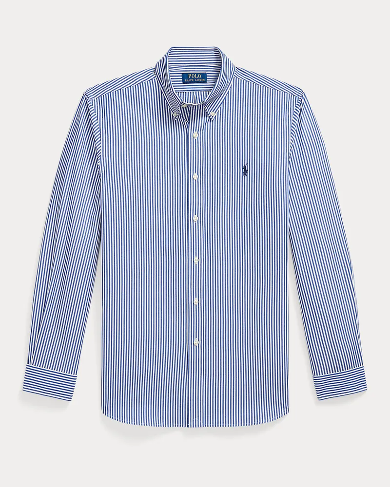 Ralph Lauren Gestreiftes Custom-Fit Hemd aus Popeline Red