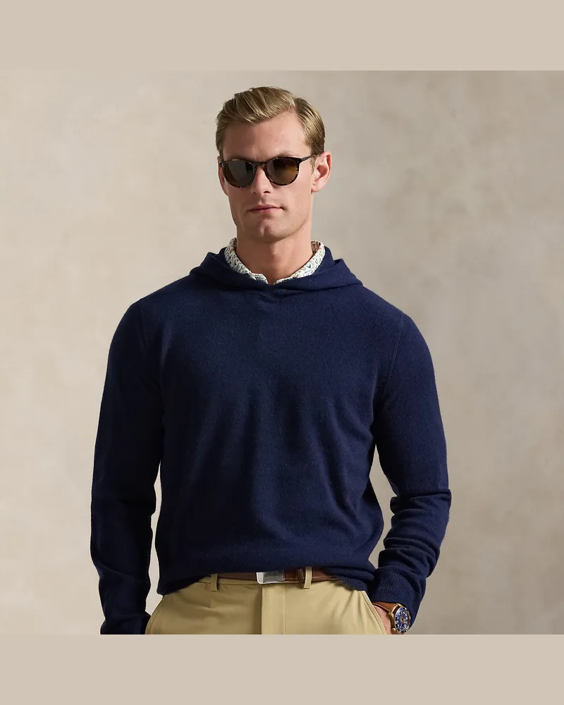 Ralph Lauren Kapuzenpullover aus waschbarem Kaschmir Blue