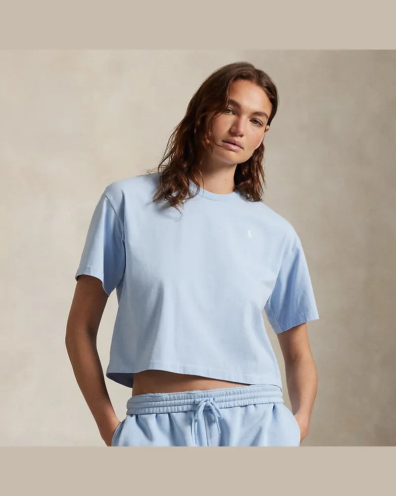 Ralph Lauren Verkürztes T-Shirt Wimbledon aus Jersey Blue