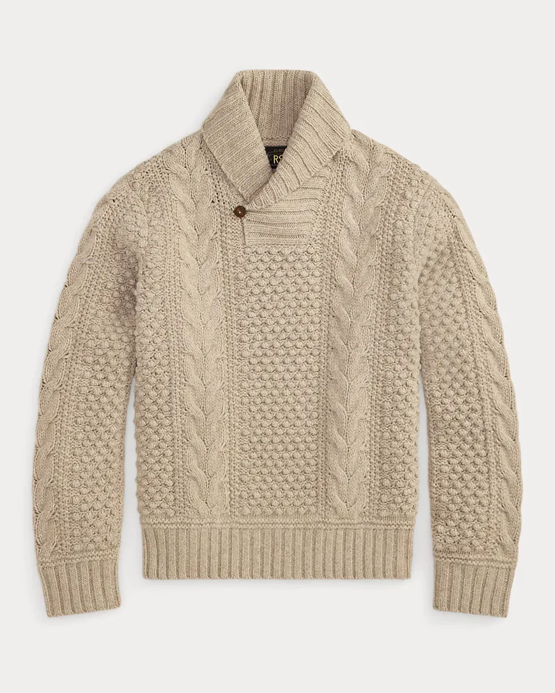 Ralph Lauren Pullover mit Zopfmuster und Schalkragen Cream