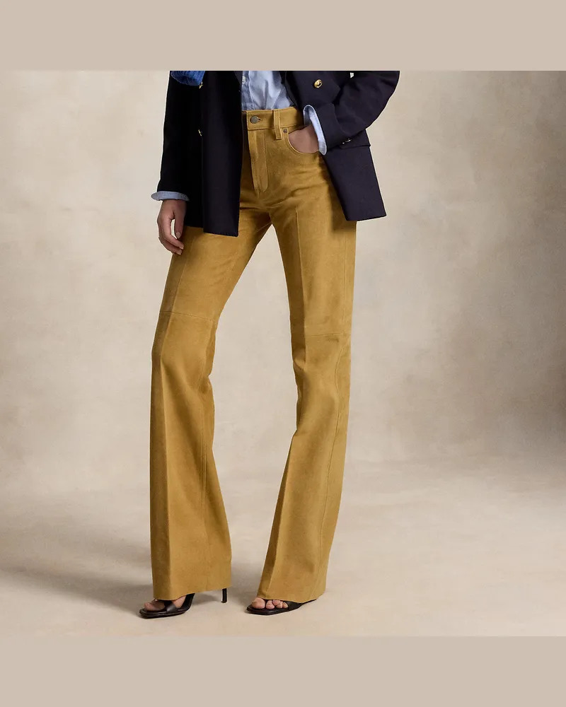 Ralph Lauren Bootcut-Hose aus Wildleder Tan