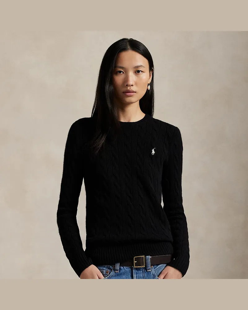 Ralph Lauren Woll-Kaschmir-Pullover mit Zopfmuster Black