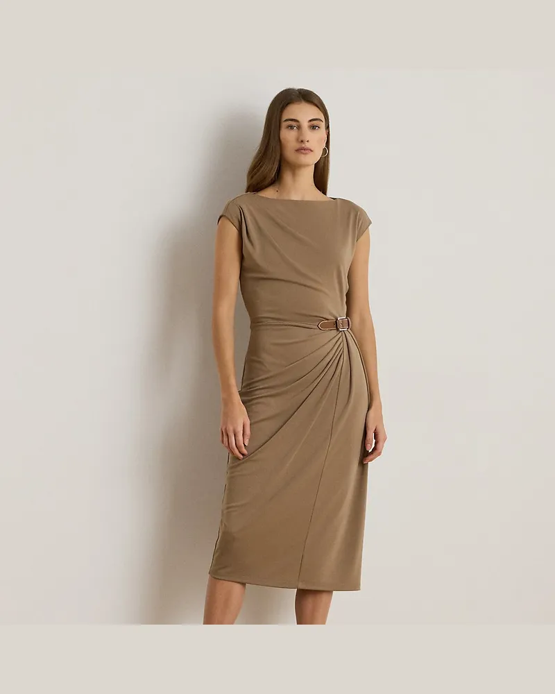 Ralph Lauren Kleid mit U-Boot-Ausschnitt und Schnalle Brown