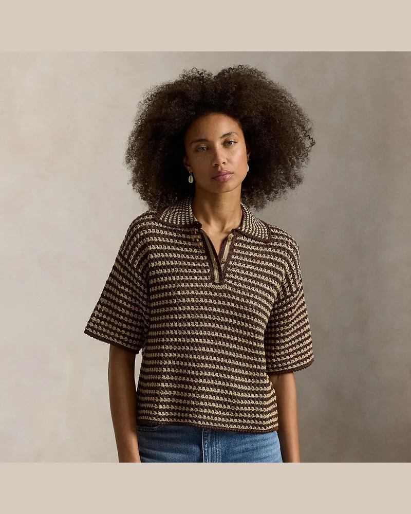 Ralph Lauren Gestreiftes Poloshirt aus Baumwolle Brown