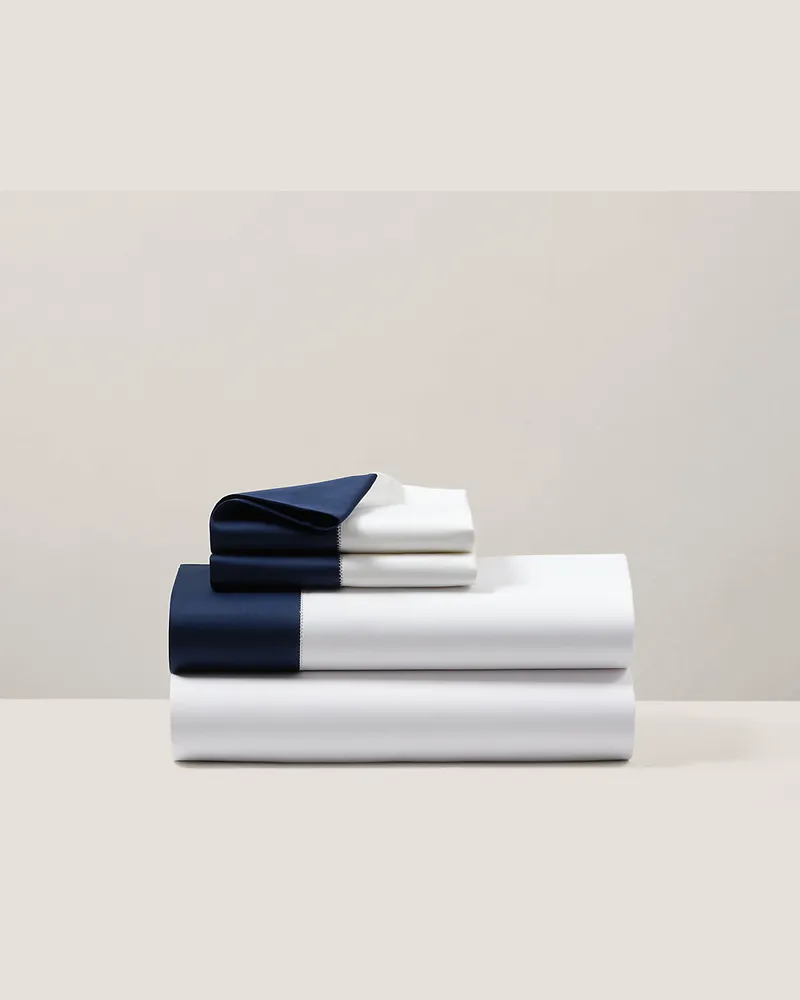 Ralph Lauren Home Bettlaken-Set aus Baumwollatlas Blue