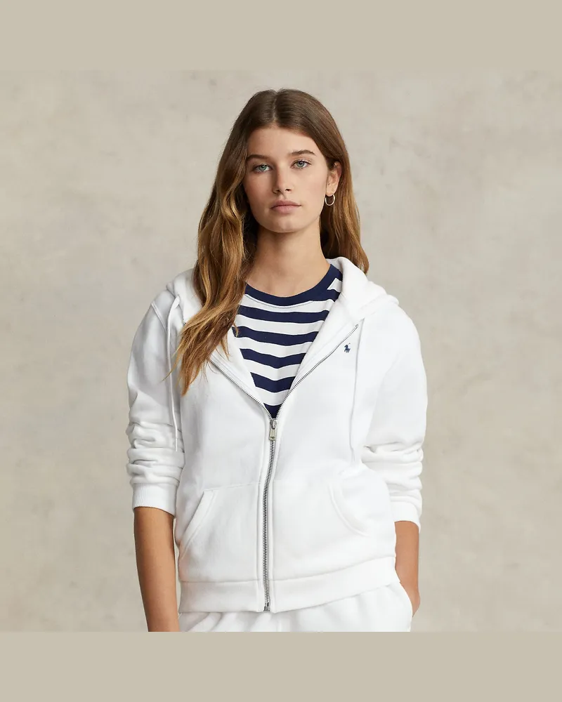 Ralph Lauren Fleece-Kapuzenjacke mit Reißverschluss White