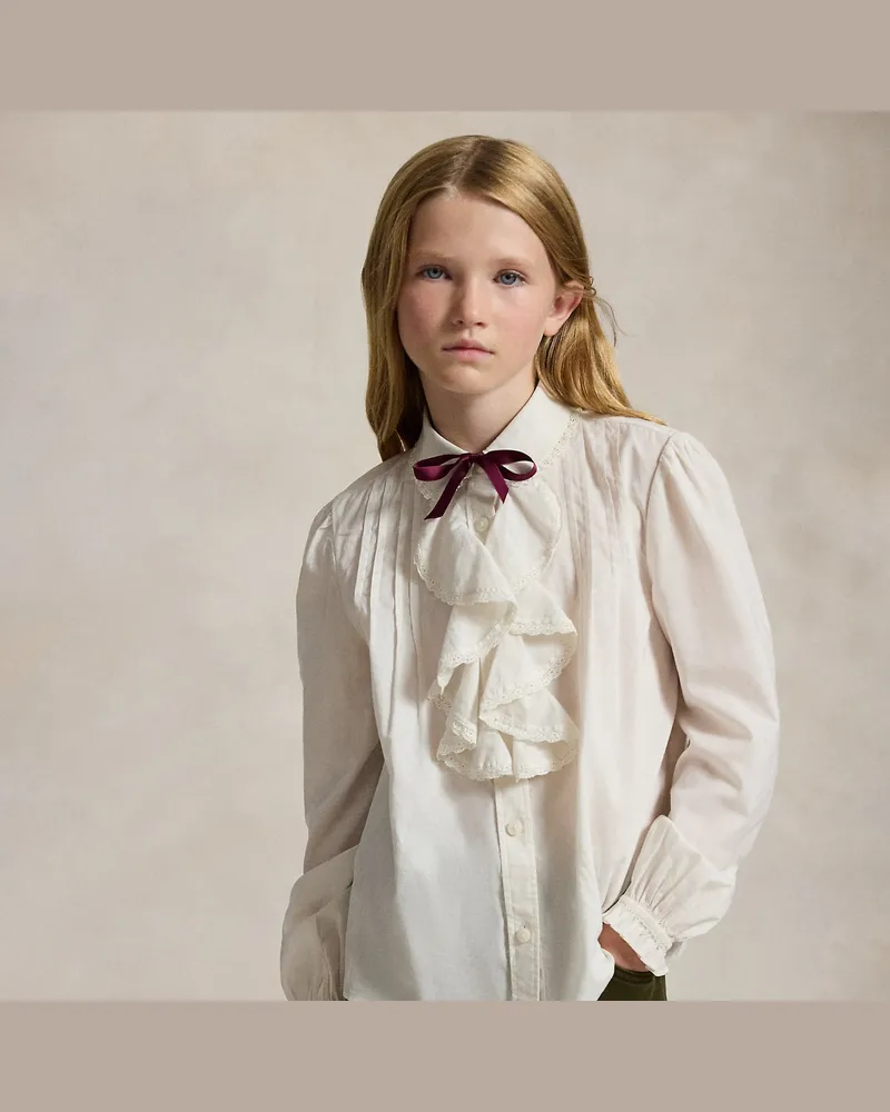 Ralph Lauren Baumwolloberteil mit Rüschen Cream