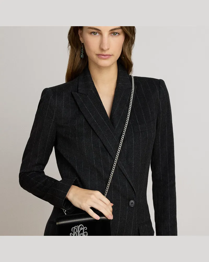 Ralph Lauren Kleine Samttasche Hallee mit Logo Black