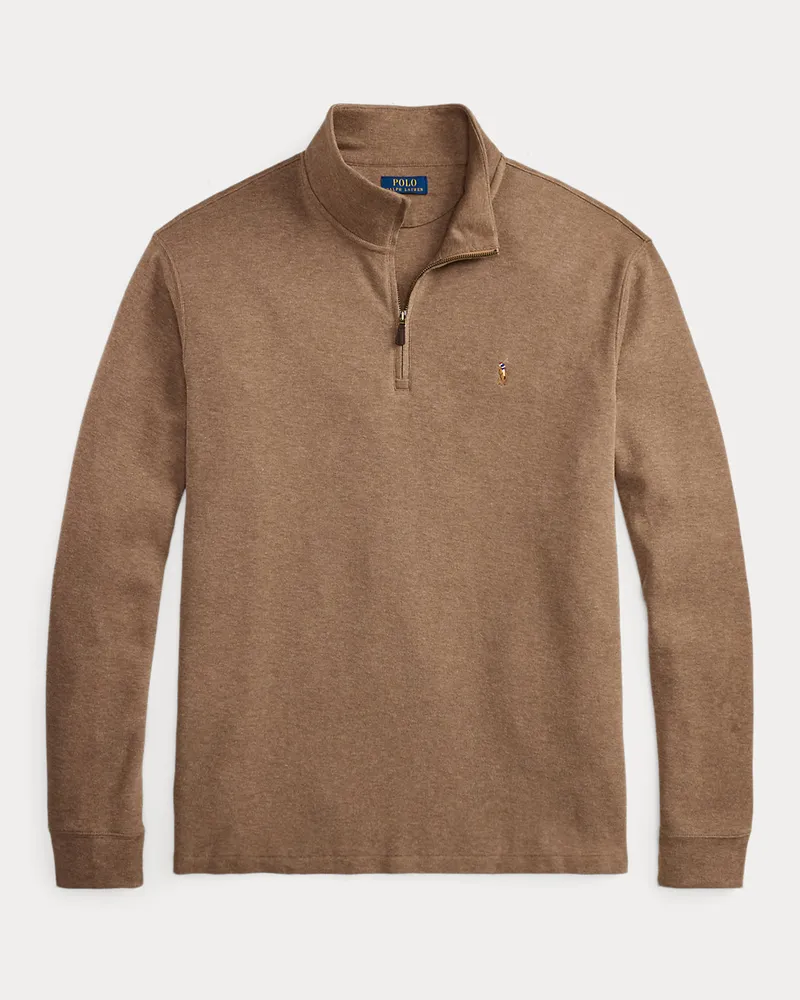 Ralph Lauren Große Größen - Rippenpullover mit Viertelreißverschluss Brown
