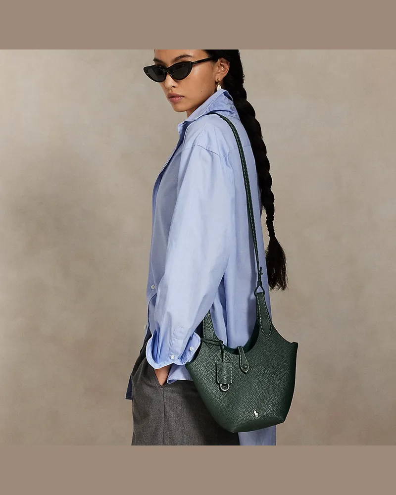 Ralph Lauren Kleine Umhängetasche Polo Play aus Leder Green