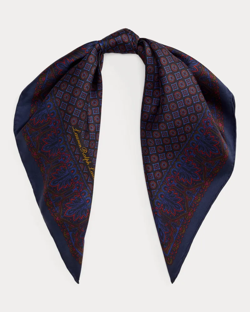 Ralph Lauren Quadratisches Foulard-Seidentuch Blue