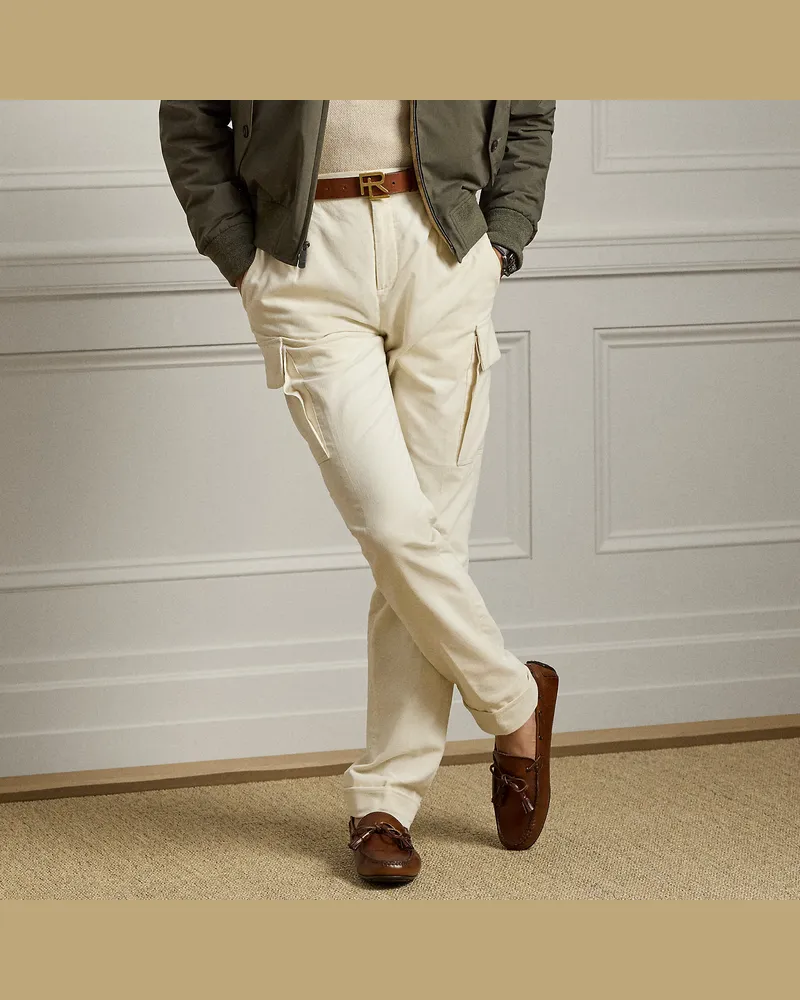 Ralph Lauren Handgeschneiderte Kordsamt-Cargo-Hose Cream