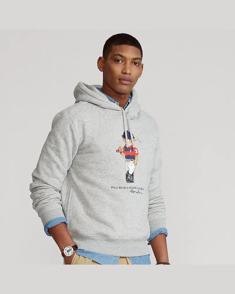 Ralph Lauren Fleece-Kapuzenpullover mit Polo Bear Grey