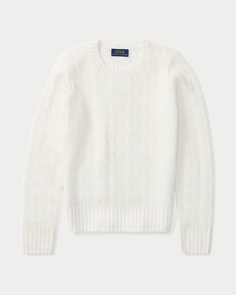 Ralph Lauren Kaschmirpullover mit Zopfmuster White