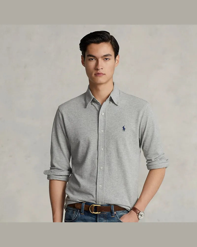 Ralph Lauren Featherweight-Piqué-Hemd Grey