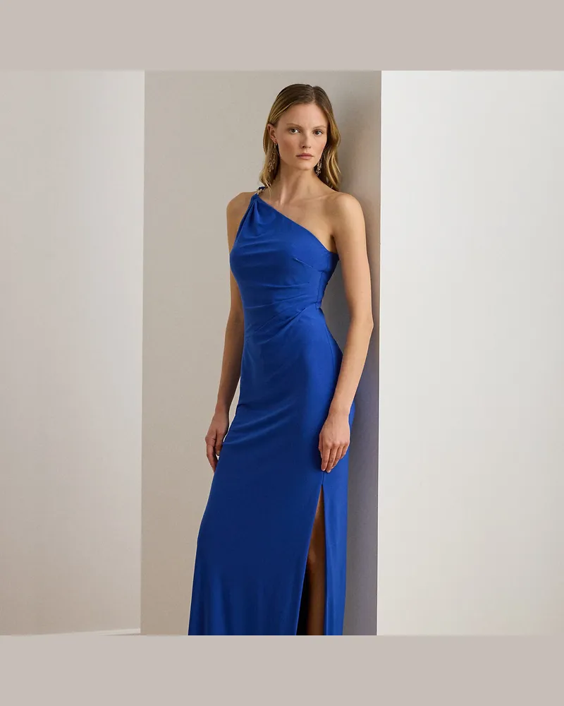 Ralph Lauren Einschultriges Kleid aus Jersey Blue