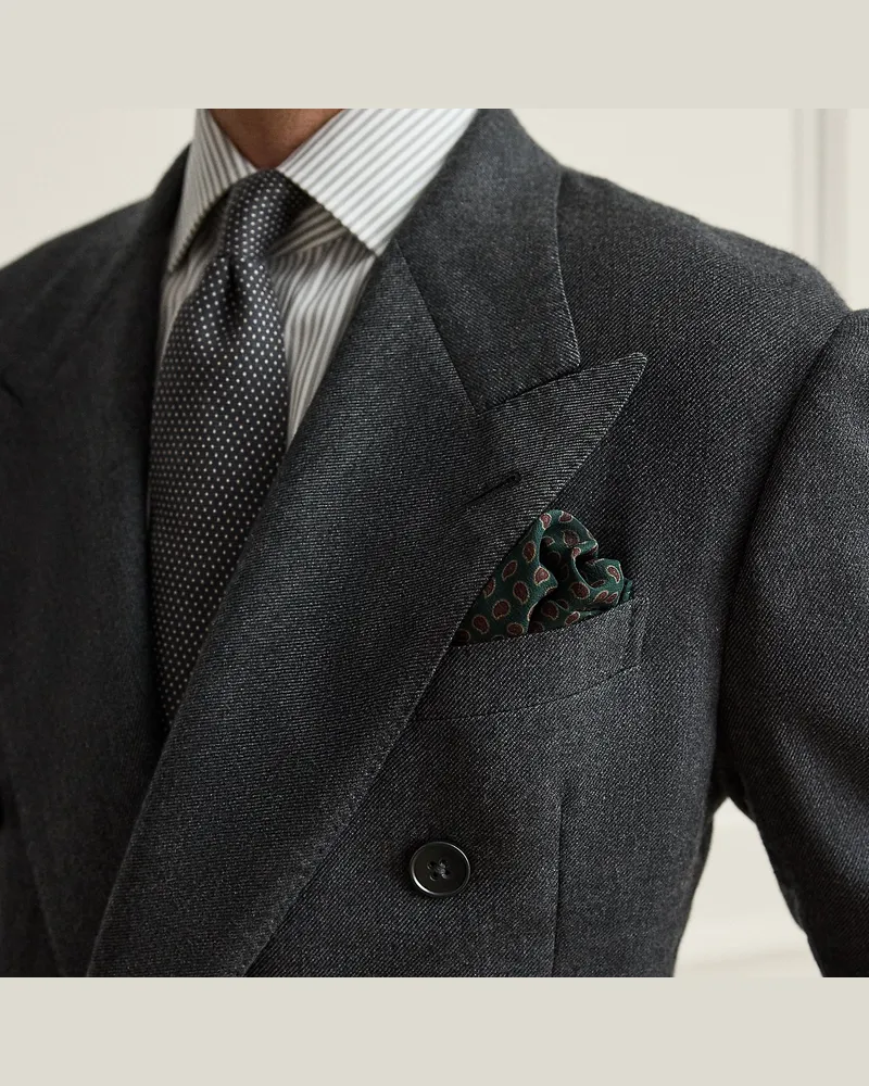 Ralph Lauren Seiden-Einstecktuch mit Kiefernmotiv Green