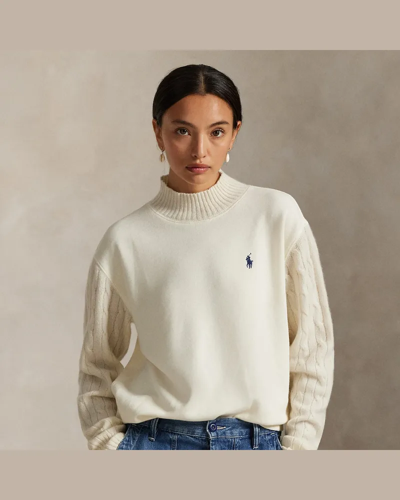 Ralph Lauren Fleece-Pullover mit Halbrollkragen Cream