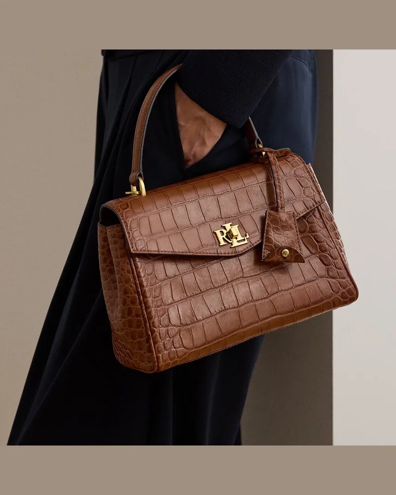 Ralph Lauren Kleine Umhängetasche Farrah mit Prägung Brown